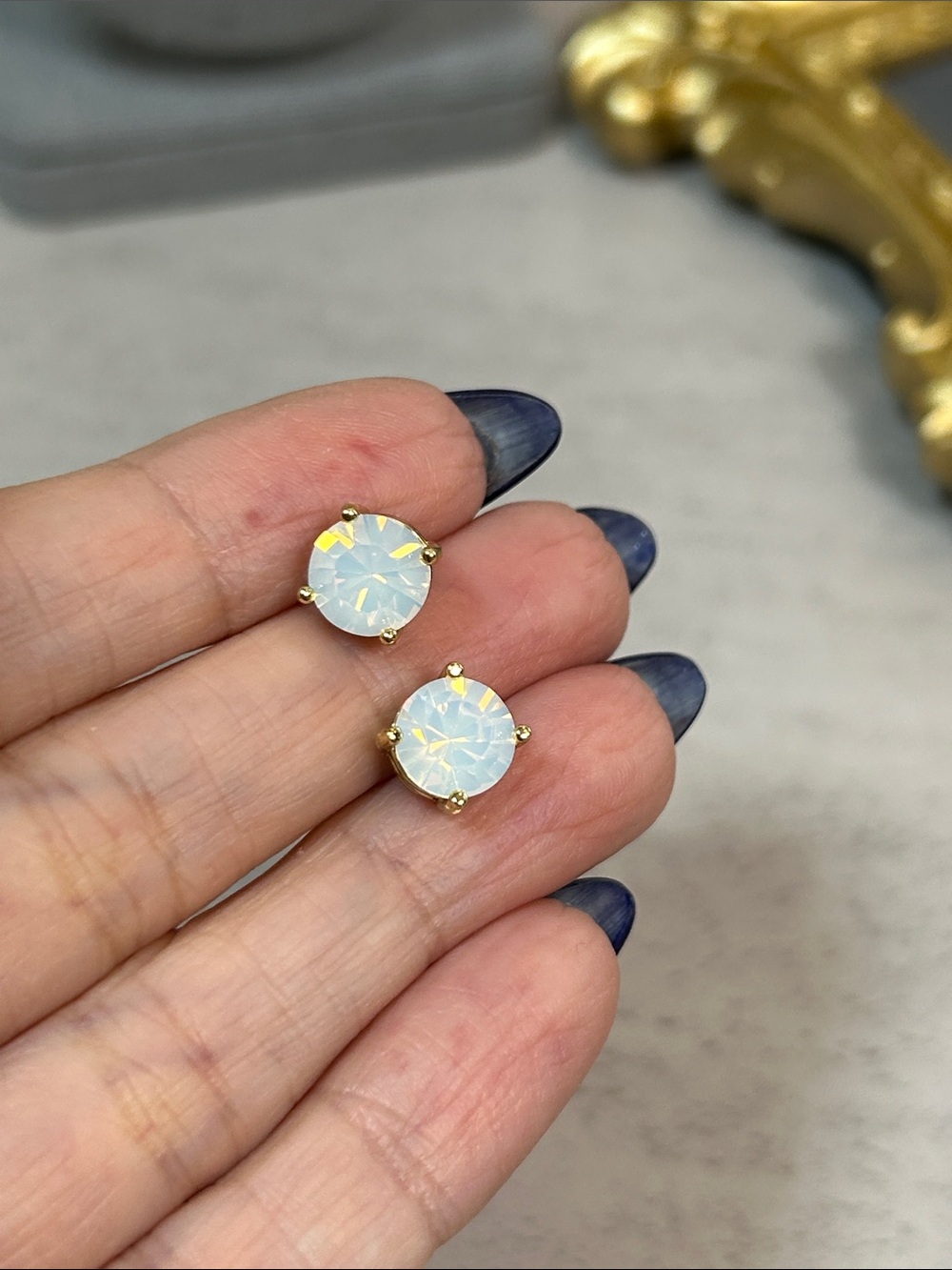 Park Lane Gold-Tone Opal Stud Earrings - Picture 5 of 6
